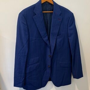 Indochino Pinstripe Blazer, 100% wool, royal blue, size 39R?